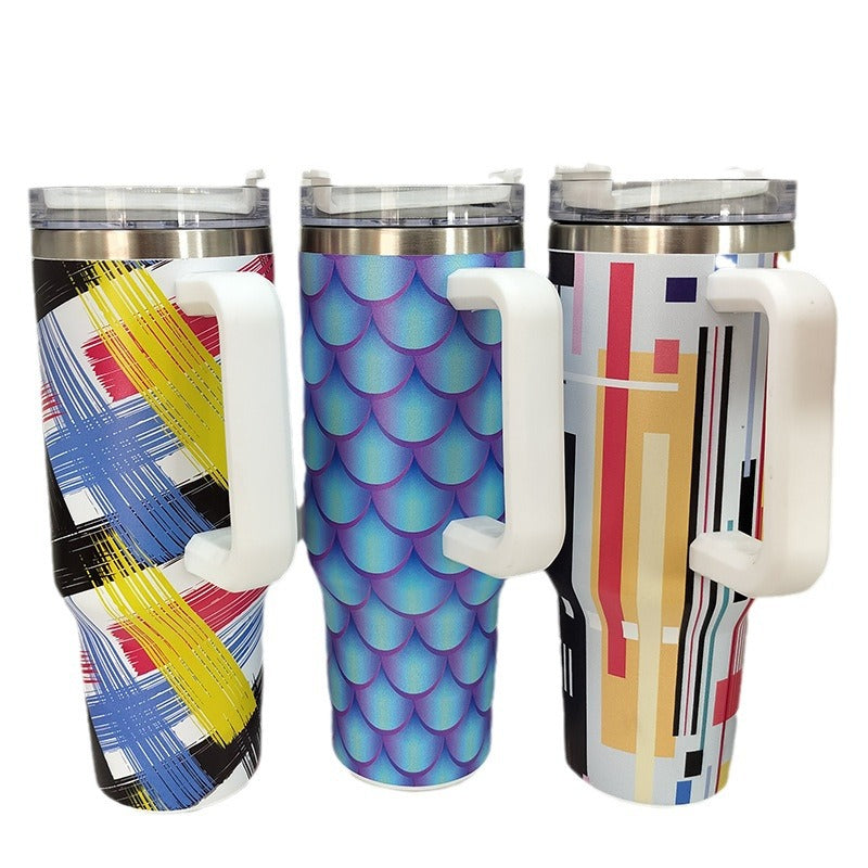 Wholesale Tumbler 40oz Large Capacity 304 Stainless Steel Cup with Printed Handle